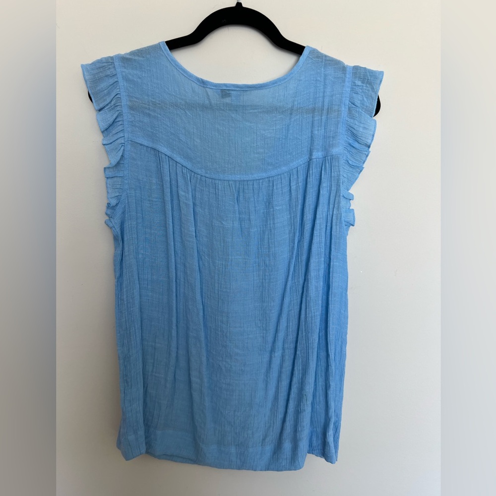 Counterparts Light Blue Ruffled Blouse Size L - Picture 2 of 4